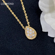 Load image into Gallery viewer, LUOWEND 18K Yellow Gold Real Natural Diamond Pendant Necklace for Women