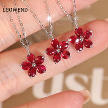 Load image into Gallery viewer, LUOWEND 18K White Gold Real Natural Ruby Gemstone Necklace for Women