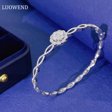 Load image into Gallery viewer, LUOWEND 18K White Gold Real Natural Diamond Bracelet for Women