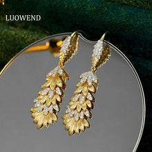 Load image into Gallery viewer, LUOWEND 18K Yellow Gold Real Natural Diamond Hoop Earrings for Women