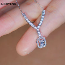 Load image into Gallery viewer, LUOWEND 18K White Gold Real Natural Diamond Pendant Necklace for Women