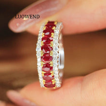 Load image into Gallery viewer, LUOWEND 18K White Gold Natural Diamond Ring for Women
