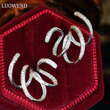 Load image into Gallery viewer, LUOWEND 18K White Gold Real Natural Diamond Stud Earrings for Women