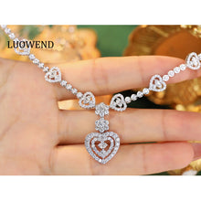 Load image into Gallery viewer, LUOWEND 18K White Gold Real Natural Diamond Necklace for Women