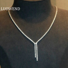 Load image into Gallery viewer, LUOWEND 18K White Gold Real Natural Diamond Tennis Necklace for Women