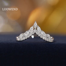 Load image into Gallery viewer, LUOWEND 18K White Gold Real Natural Diamond Ring for Women