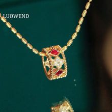 Load image into Gallery viewer, LUOWEND 18K Yellow Gold Fine Jewelry Natural Ruby Pendant for Women