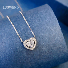 Load image into Gallery viewer, LUOWEND 18K White Gold Natural Diamond Pendant Necklace for Women