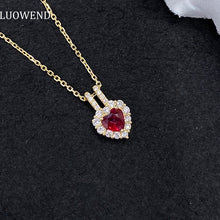 Load image into Gallery viewer, LUOWEND 18K Yellow Gold Real Natural Ruby Gemstone Necklace for Women