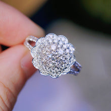 Load image into Gallery viewer, LUOWEND 18K White Gold Real Natural Diamond Ring for Women