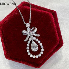 Load image into Gallery viewer, LUOWEND 18K White Gold Real Natural Diamond Pendant Necklace for Women