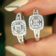 Load image into Gallery viewer, LUOWEND 18K White Gold Natural Diamond Ring for Women