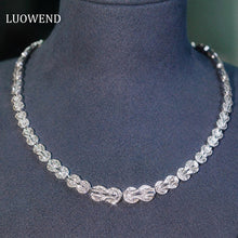 Load image into Gallery viewer, LUOWEND 18K White Gold Real Natural Diamond Necklace for Women