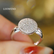 Load image into Gallery viewer, LUOWEND 18K White Gold Real Natural Diamond Ring for Women