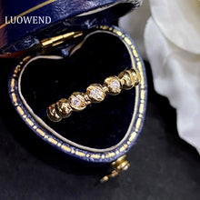 Load image into Gallery viewer, LUOWEND 18K Yellow Gold Real Natural Diamond Ring for Women