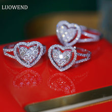 Load image into Gallery viewer, LUOWEND 18K White Gold Real Natural Diamond Ring for Women
