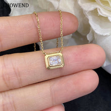 Load image into Gallery viewer, LUOWEND 18K Yellow Gold Real Natural Diamond Pendant Necklace for Women