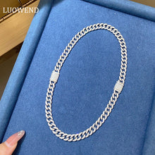 Load image into Gallery viewer, LUOWEND 18K White Gold Real Natural Diamond Necklace for Women