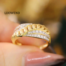 Load image into Gallery viewer, LUOWEND 18K White&Yellow Gold Real Natural Diamond Ring for Women