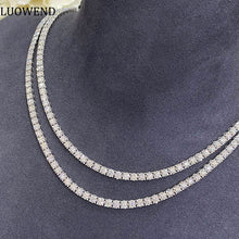 Load image into Gallery viewer, LUOWEND 18K White Gold Real Natural Diamond Tennis Necklace for Women