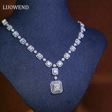 Load image into Gallery viewer, LUOWEND 18K White Gold Real Natural Diamond Necklace for Women