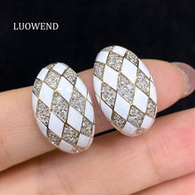 Load image into Gallery viewer, LUOWEND 18K Yellow Gold Natural Diamond Hoop Earrings for Women