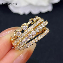 Load image into Gallery viewer, LUOWEND 18K Yellow Gold Real Natural Diamond Ring for Women