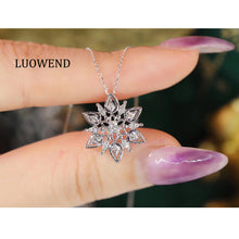 Load image into Gallery viewer, LUOWEND 18K White Gold Real Natural Diamond Pendant Necklace for Women
