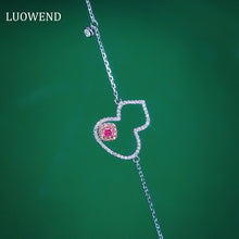 Load image into Gallery viewer, LUOWEND 18K White Gold Real Natural Pink Diamond Bracelet for Women
