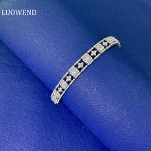 Load image into Gallery viewer, LUOWEND 18K White Gold Real Natural Diamond Bracelet for Women