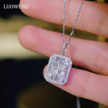 Load image into Gallery viewer, LUOWEND 18K White Gold Real Natural Diamond Pendant Necklace for Women
