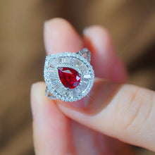 Load image into Gallery viewer, LUOWEND 18K White Gold Real Natural Ruby and Diamond Gemstone Ring for Women