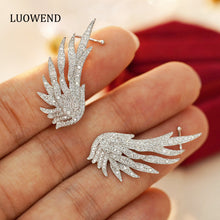Load image into Gallery viewer, LUOWEND 18K White Gold Real Natural Diamond Stud Earrings for Women