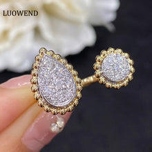Load image into Gallery viewer, LUOWEND 18K White and Yellow Gold Real Natural Diamond Ring for Women