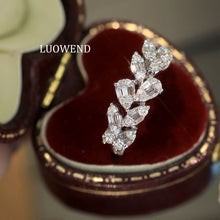 Load image into Gallery viewer, LUOWEND 18K White Gold Natural Diamond Ring for Women