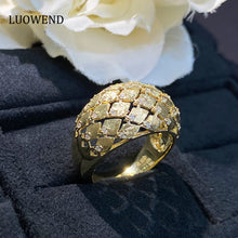 Load image into Gallery viewer, LUOWEND 18K Yellow Gold Real Natural Diamond Ring for Women