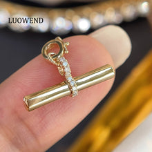 Load image into Gallery viewer, LUOWEND 18K White/Yellow Gold Fine Jewelry Real Natural Diamond Pendant for Women
