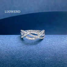 Load image into Gallery viewer, LUOWEND 18K White Gold Natural Diamond Ring for Women