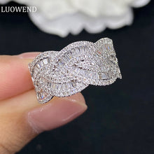 Load image into Gallery viewer, LUOWEND 18K White Gold Real Natural Diamond Ring for Women
