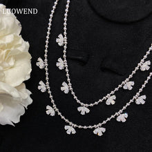 Load image into Gallery viewer, LUOWEND 18K White Gold Real Natural Diamond Necklace for Women