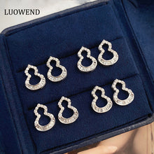 Load image into Gallery viewer, LUOWEND 18K White Gold Real Natural Diamond Stud Earrings for Women