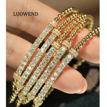 Load image into Gallery viewer, LUOWEND 18K Yellow Gold Fine Jewelry Real Natural Diamond Bracelet for Women