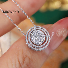Load image into Gallery viewer, LUOWEND 18K White Gold Real Natural Diamond Pendant Necklace for Women