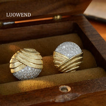 Load image into Gallery viewer, LUOWEND 18K Yellow Gold Real Natural Diamond Stud Earrings for Women