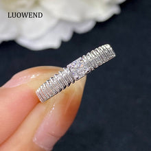 Load image into Gallery viewer, LUOWEND 18K White Gold Real Natural Diamond Ring for Women