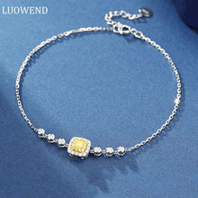 Load image into Gallery viewer, LUOWEND 18K White Gold Real Natural Yellow Diamond Bracelet for Women