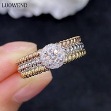 Load image into Gallery viewer, LUOWEND 18K White and Yellow Gold Real Natural Diamond Ring for Women