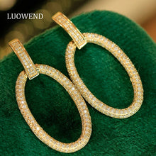 Load image into Gallery viewer, LUOWEND 18K White/Yellow Gold Natural Diamond Earrings for Women
