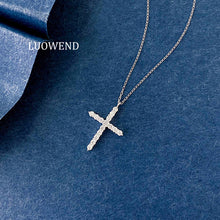 Load image into Gallery viewer, LUOWEND 18K White Gold Natural Diamond Pendant Necklace for Women