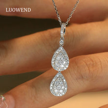 Load image into Gallery viewer, LUOWEND 18K White Gold Natural Pendant Necklace for Women
